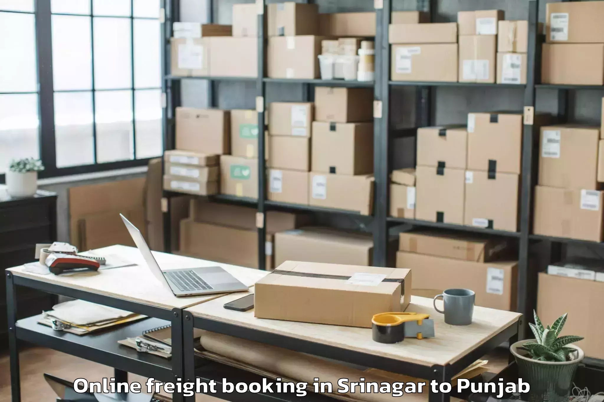 Leading Srinagar to Sunam Online Freight Booking Provider